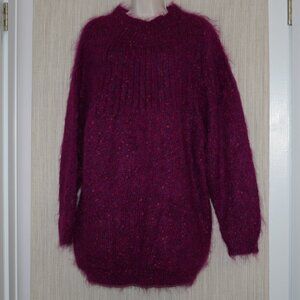 Michelle Stuart Studio Mohair Blend Purple dots Oversize Pullover Sweater Size:L